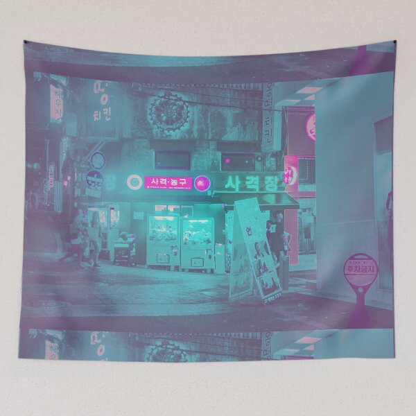 Item preview, Seoul City Streets Hazy Neon Corner designed and sold by emiliapapaya.