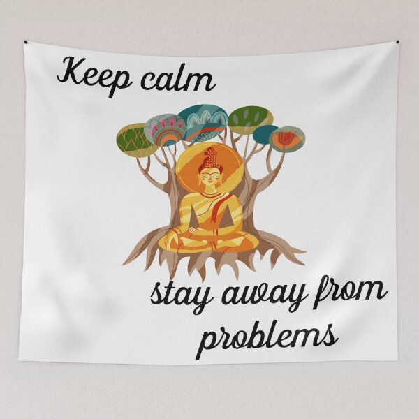 Item preview, Keep calm and stay away from problems with buddha meditating designed and sold by atktdesigns.