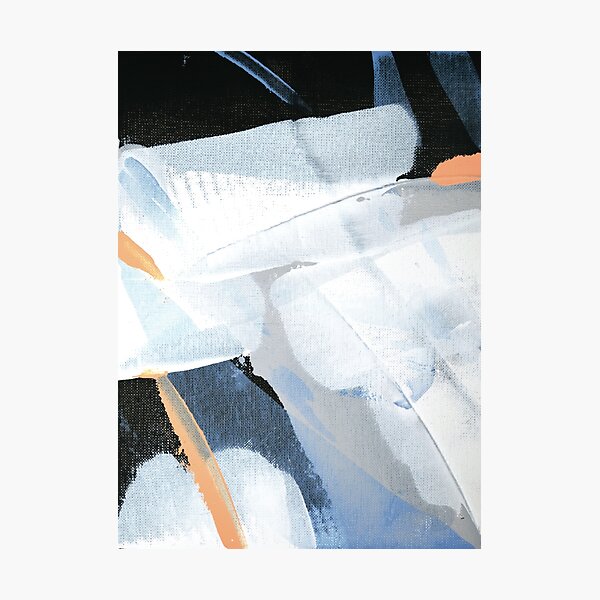 Peinture abstraite en noir, blanc, gris, bleu outremer et orange (Genesis n°2) Impression photo