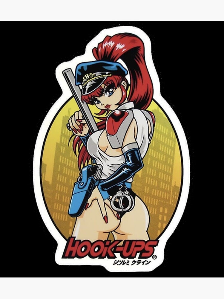 Vintage Anime Girl Hook Ups Skate Brand Girls Cartoon Hookups Hook-Ups Sexy  Cop Police Guns Gun Sticker Outdoor Rated Vinyl Sticker Decal for Windows