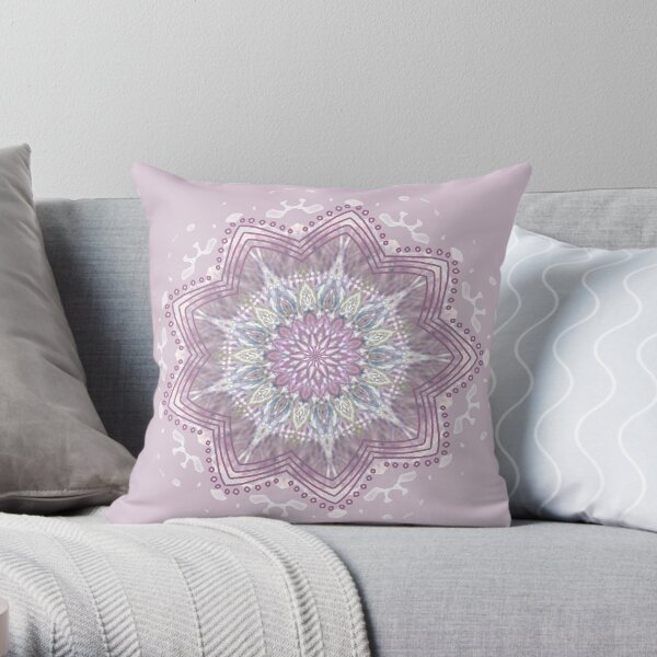 Lavender Mandala Swirl Throw Pillow