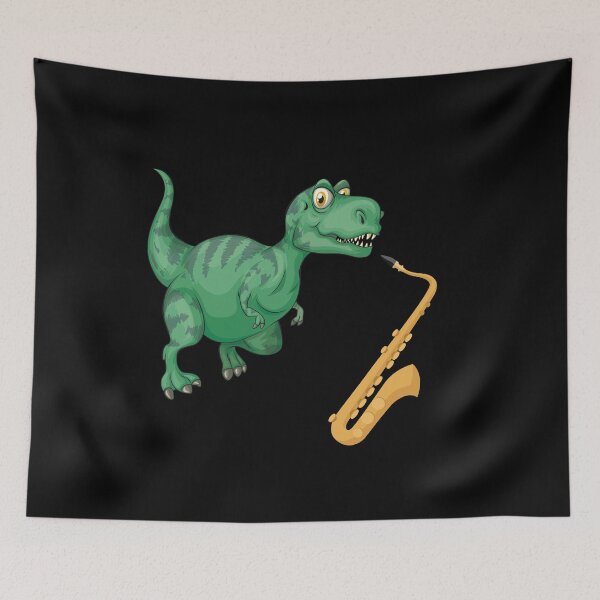 Artikelvorschau, Dinosaurier, der Saxophon spielt, lustiges gutes Dinosaurier-Saxophon-Liebhaber-grünes Design entworfen und verkauft von pedrored369.