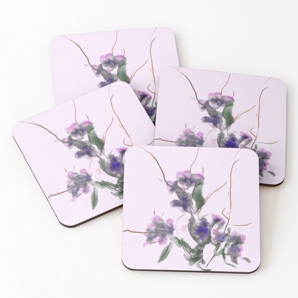 Item preview, Pretty purple watercolor and ink flowers designed and sold by CuisineCat.