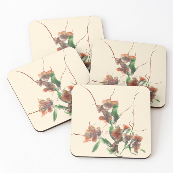Item preview, Red watercolor and ink iris flowers designed and sold by CuisineCat.
