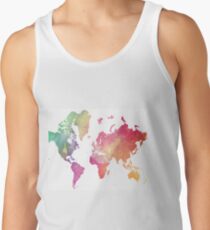 World Map with Watercolor Wash Tank Top
