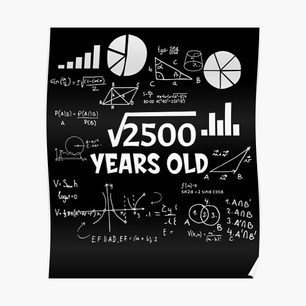 square-root-of-2500-math-bday-50th-birthday-50-years-old-poster-for