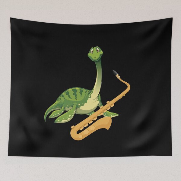 Artikelvorschau, Dinosaurier, der Saxophon spielt, lustiger guter Dinosaurier-Saxophon-Liebhaber-nettes grünes Design entworfen und verkauft von pedrored369.