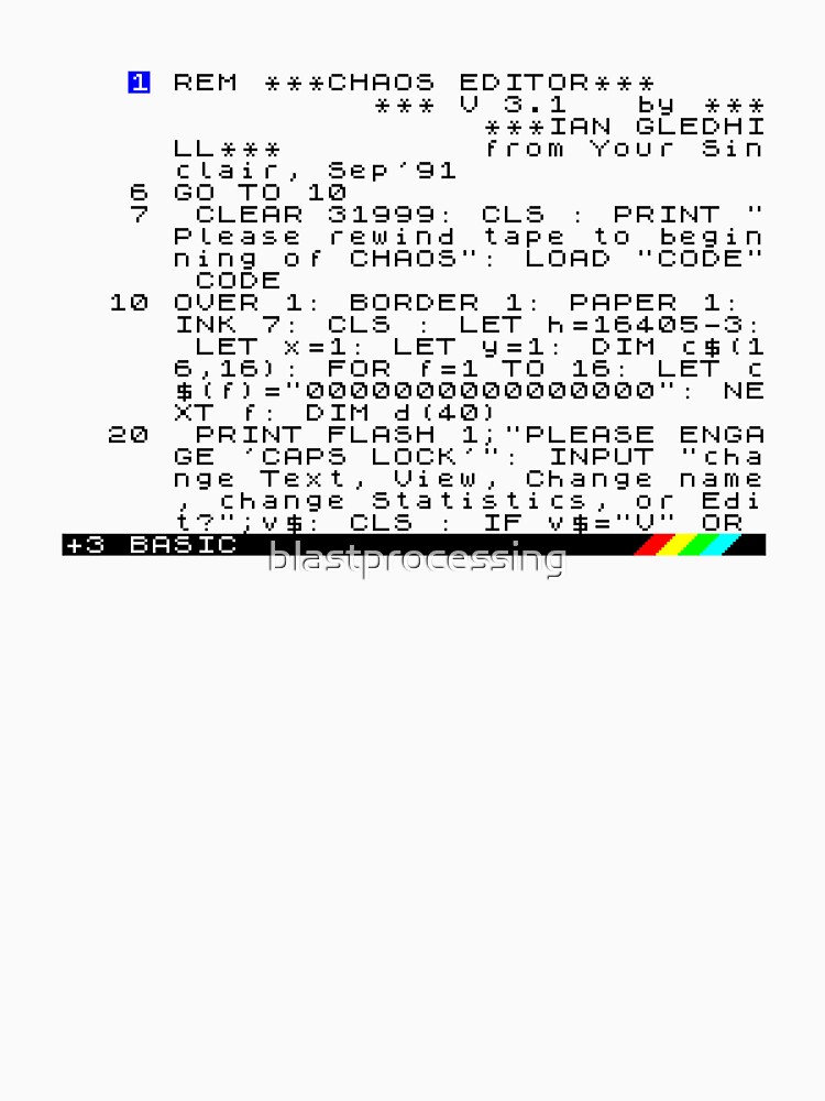 Sinclair Spectrum BASIC - Chaos Editor