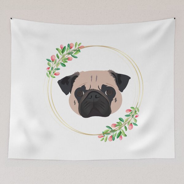 Artikelvorschau, Mops Blumenrahmen entworfen und verkauft von KCPetPortraits.