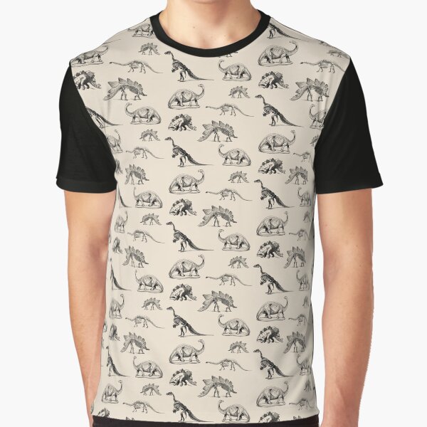 Item preview, Vintage Museum Dinosaur Skeleton Illustrations, Black & Cream Dinos designed and sold by Kristi Duggins.