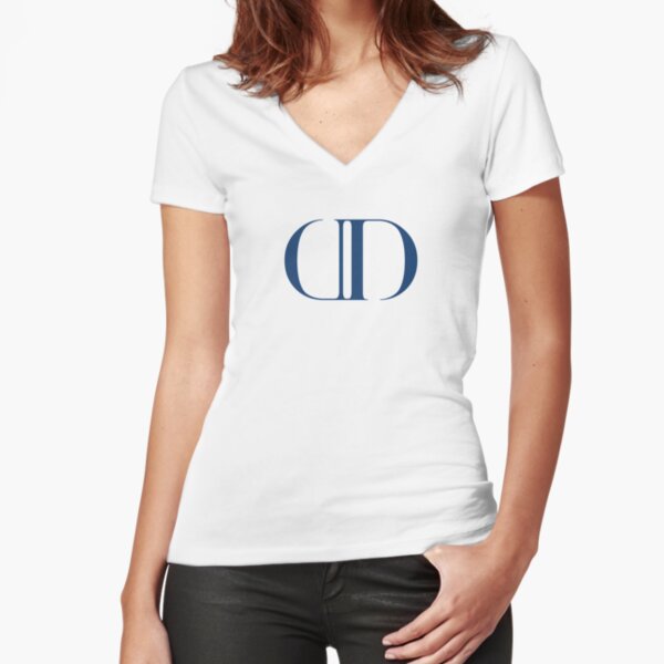 Demure Duchess "DD" Logo Collection - Dark Blue Fitted V-Neck T-Shirt