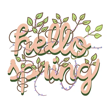 Artwork thumbnail, Hello Spring Lettering With Beautiful Cute Botanical Pattern  by HarrysMomStudio