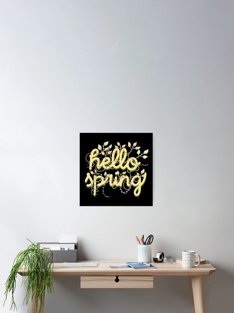 Thumbnail 2 of 3, Poster, Hello Spring Lettering With Beautiful Cute Botanical Pattern designed and sold by HarrysMomStudio.