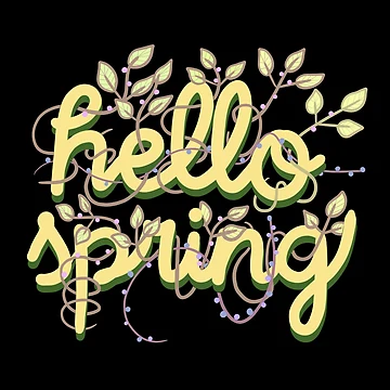 Artwork thumbnail, Hello Spring Lettering With Beautiful Cute Botanical Pattern by HarrysMomStudio