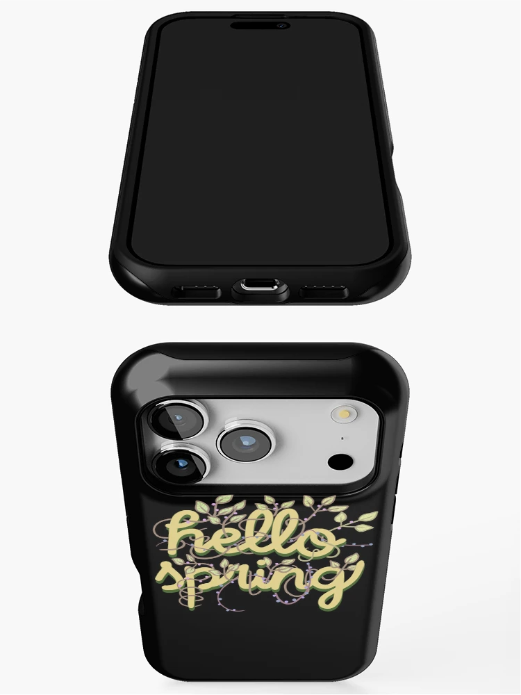 Thumbnail 3 of 4, iPhone Case, Hello Spring Lettering With Beautiful Cute Botanical Pattern designed and sold by HarrysMomStudio.