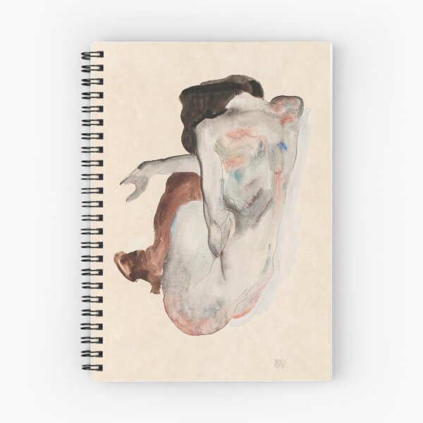 Item preview, Hockender Akt in Schuhen und schwarzen Strümpfen, Rückansicht by Egon Schiele, 1912 designed and sold by ArtioStudio.