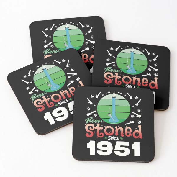 Item preview, Been stoned since 1951 (Green retro vintage sunset with bong) designed and sold by YomeHayin.
