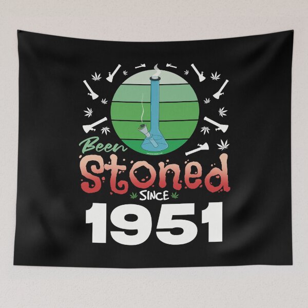 Item preview, Been stoned since 1951 (Green retro vintage sunset with bong) designed and sold by YomeHayin.