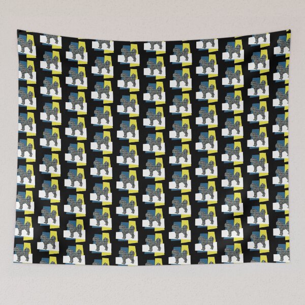 Item preview, Cavapoo Dog Grid Silhouette Over Tricolour Rectangles designed and sold by AMSonArt.