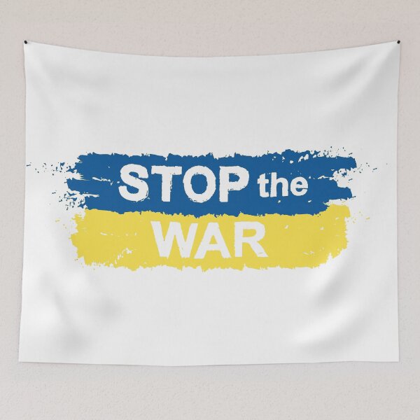 Item preview, Ukraine Stop the War Blue & Yellow designed and sold by WearWolfDesigns.