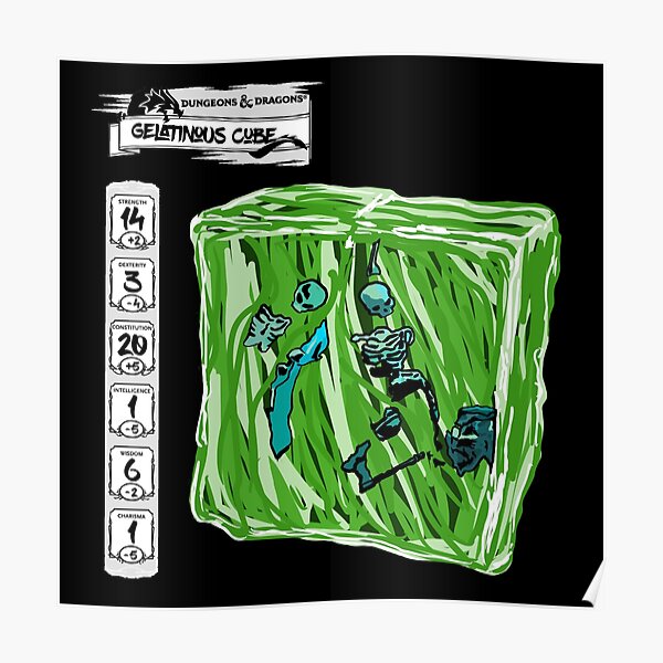 "DND Gelatinous Cube Stats" Poster by BlackOrc Redbubble