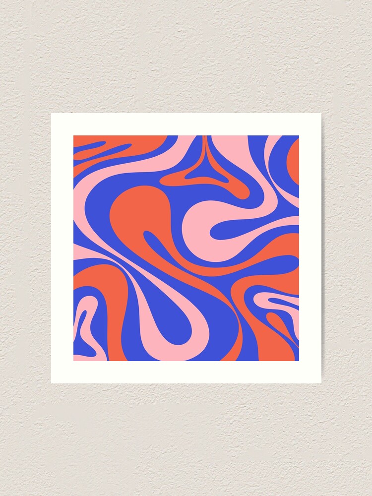 Mod Swirl Retro Abstract Pattern Bright Blue Orange Pink 
