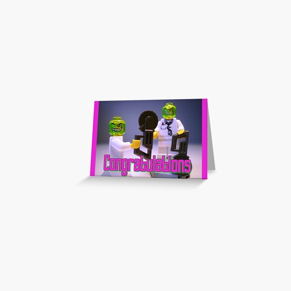 Doctor Toxic with Chainsaw, Custom Minifigure Greeting Card