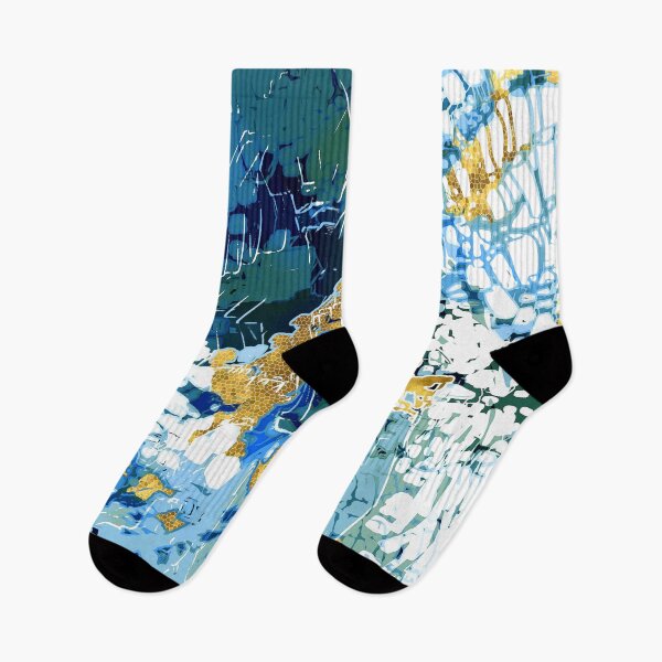 Item preview, Modern, abstract pattern, white, blue, gold designed and sold by Svitac.