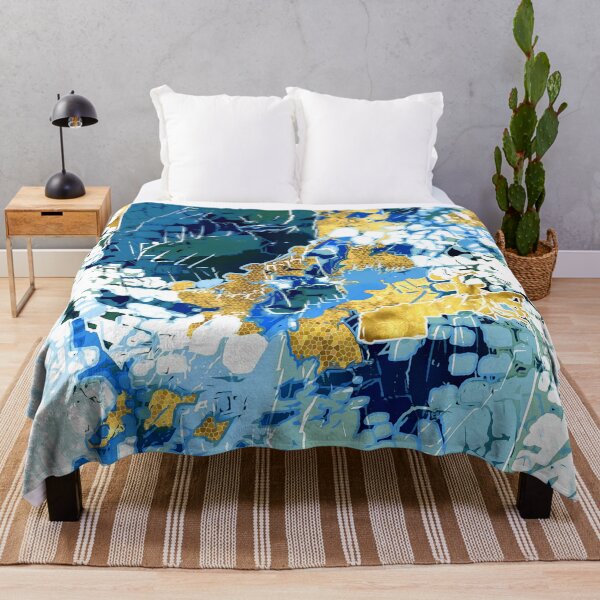 Item preview, Modern, abstract pattern, white, blue, gold designed and sold by Svitac.