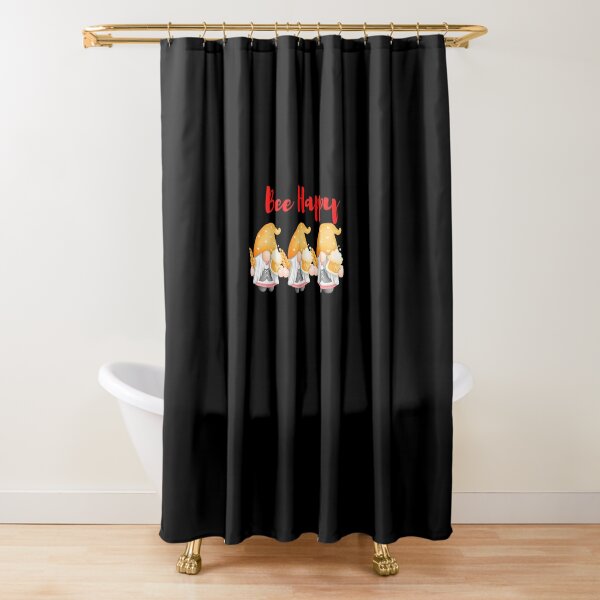 Black White Plaid Shower Curtain Sets Cute Bee Gnome Elf For Bathroom Decor 