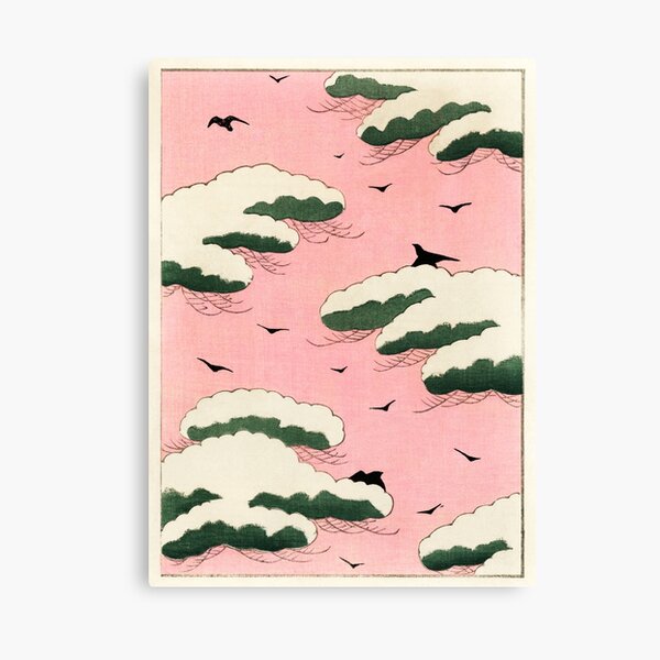 Vintage Pink Sky Illistration by Watanabe Seitei Canvas Print