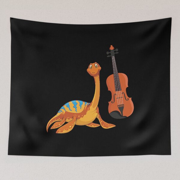 Artikelvorschau, Dinosaurier, der Geige spielt, lustiger guter Dinosaurier-Geigenliebhaber, niedliches orangefarbenes Design entworfen und verkauft von pedrored369.