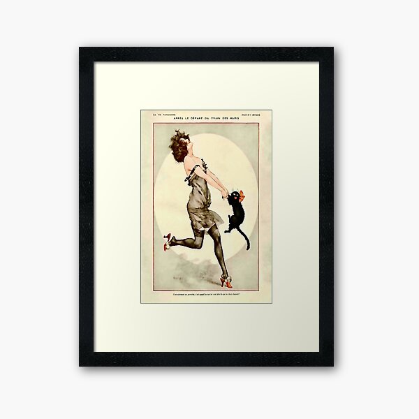 “After the Husbands’ Train Departs” by C. Herouard (1920) Framed Art Print