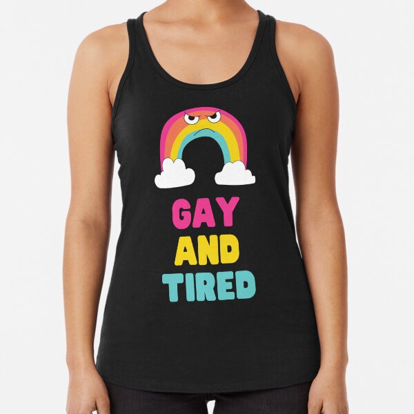 Item preview, GAY AND TIRED RAINBOW WITH ANGRY FACE LGBT PRIDE DESIGN designed and sold by appareltolove.