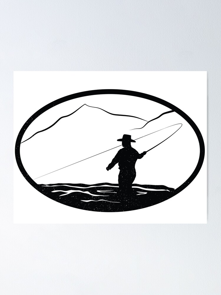 Fly Fishing Wall Sticker Fishing silhouettes Wall Art Decal Home