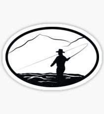 Vintage Fly Fishing Illustration Sticker