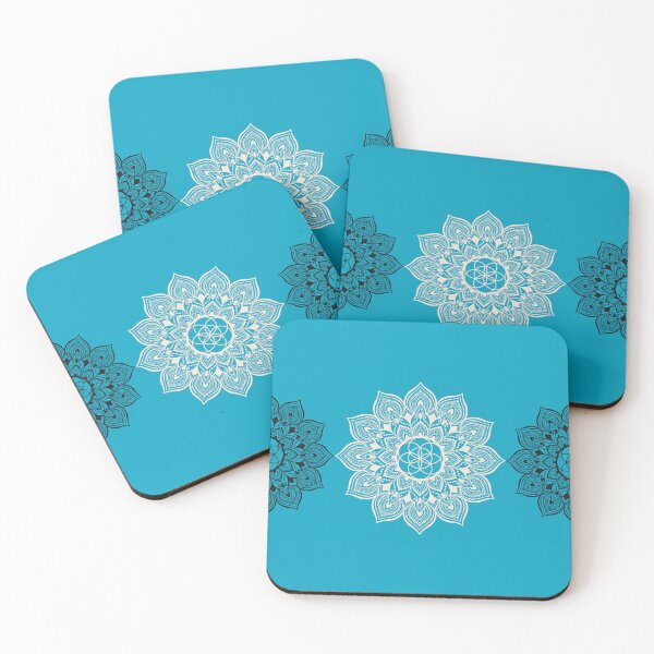 Item preview, Mandala pattern 4 - bright cyan designed and sold by Gretch21.