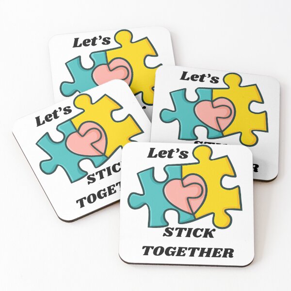Item preview, Let’s stick together interracial couple puzzle pieces  designed and sold by Tanuja  Sharma.