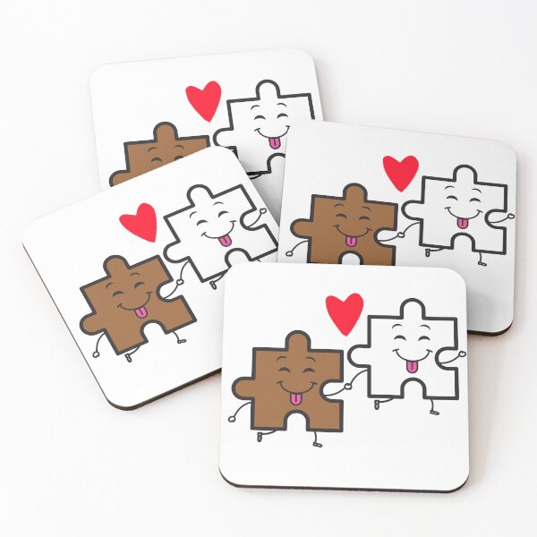Item preview, Let’s stick together interracial couple puzzle pieces  designed and sold by Tanuja  Sharma.