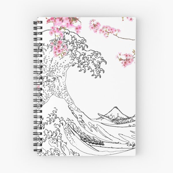 Item preview, Great Wave Outline Black and White - Japanese Blossom designed and sold by ind3finite.