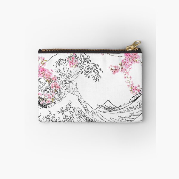 Item preview, Great Wave Outline Black and White - Japanese Blossom designed and sold by ind3finite.