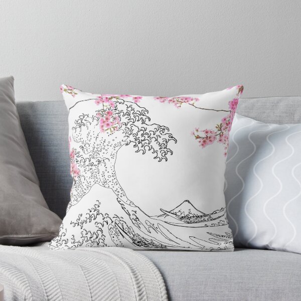 Artikelvorschau, Great Wave Outline Schwarz und Weiß - Japanische Blüte entworfen und verkauft von ind3finite.