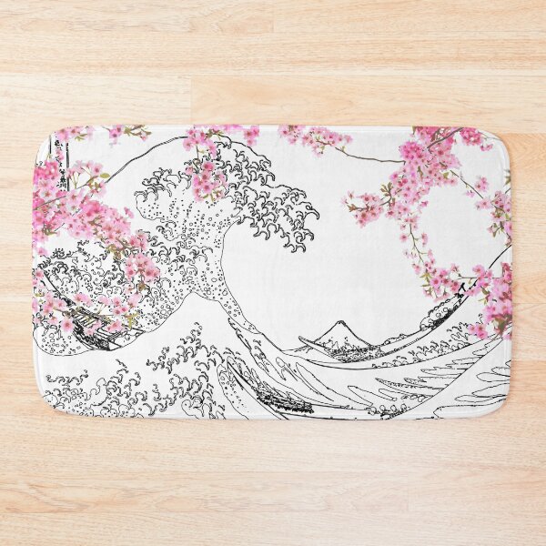 Item preview, Great Wave Outline Black and White - Japanese Blossom designed and sold by ind3finite.