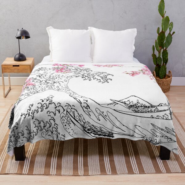 Item preview, Great Wave Outline Black and White - Japanese Blossom designed and sold by ind3finite.