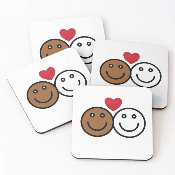 Item preview, Let’s stick together interracial couple smiley faces designed and sold by Tanuja  Sharma.