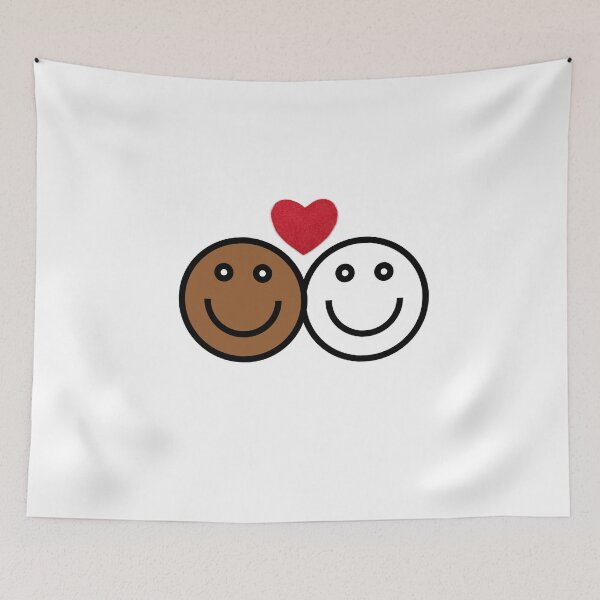 Item preview, Let’s stick together interracial couple smiley faces designed and sold by Tanuja  Sharma.