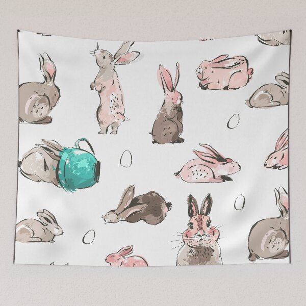Item preview, Easter Sunday egg basket ideas / Cute and Colorful Easter Bunny Rabbits  designed and sold by haRexia.