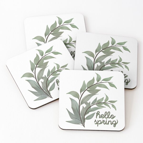 Item preview, Hello Spring | Beautiful Green Leaves Nature Botanical Art_Hand Drawing designed and sold by HarrysMomStudio.