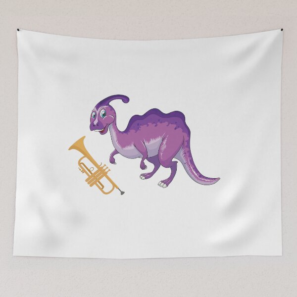 Item preview, Dinosaur Playing Trumpet ,Funny Good Purple Dinosaur Trumpet Lovers Art designed and sold by pedrored369.