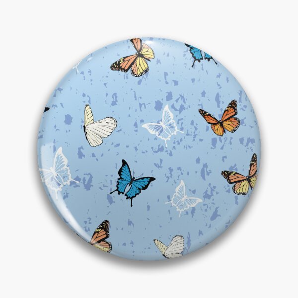 Item preview, Pastel Textured Blue with Blue and Orange Butterflies Pattern designed and sold by CJAura by Claire Jane Johnson.